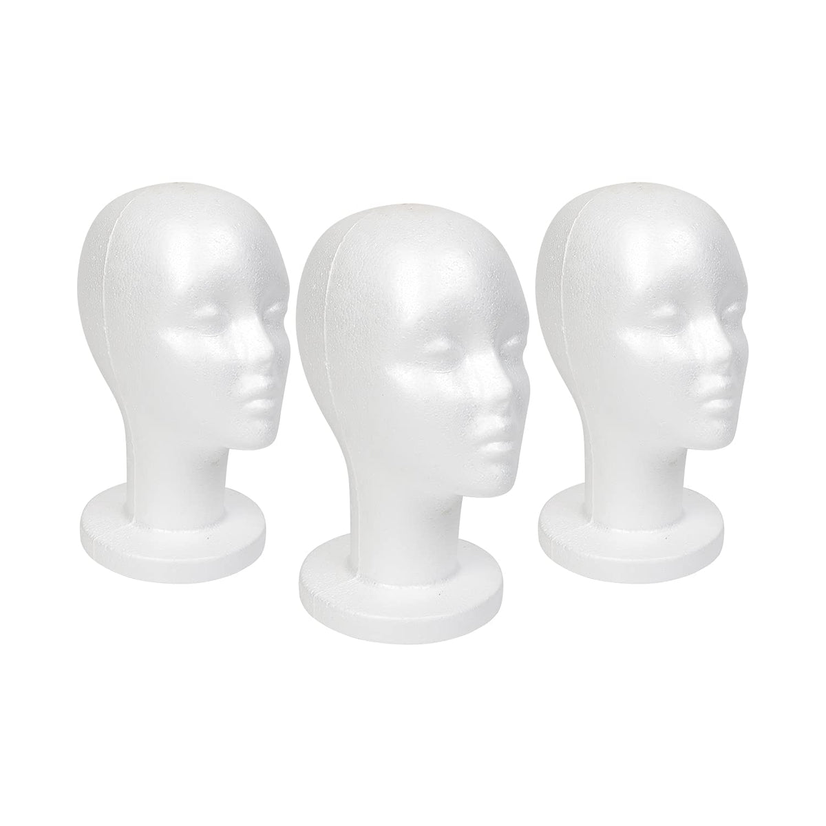 STUDIO LIMITED front view of three white mannequin heads for consistent display