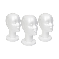 STUDIO LIMITED front view of three white mannequin heads for consistent display