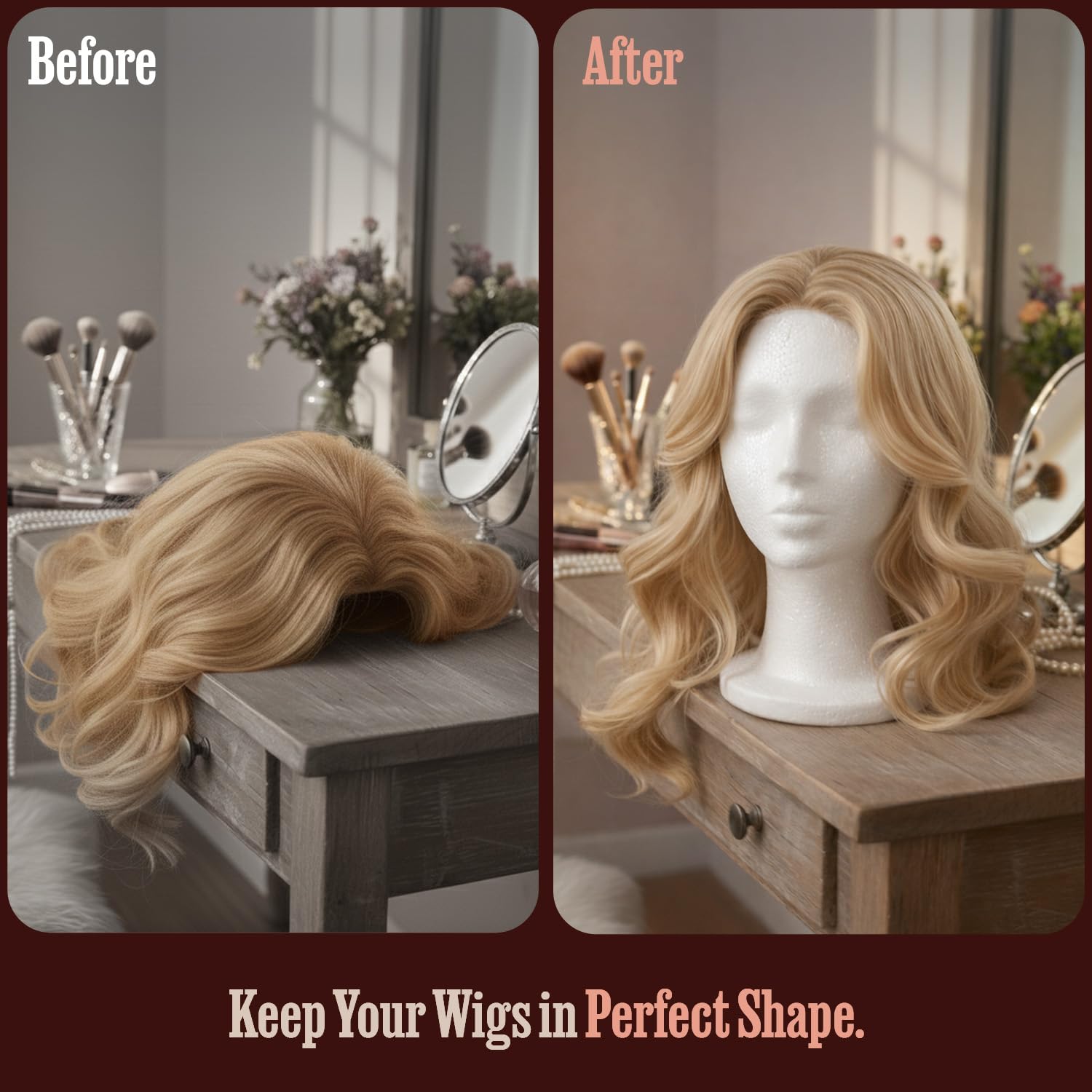 STUDIO LIMITED mannequin head mounted on wig stand demonstrating stable styling