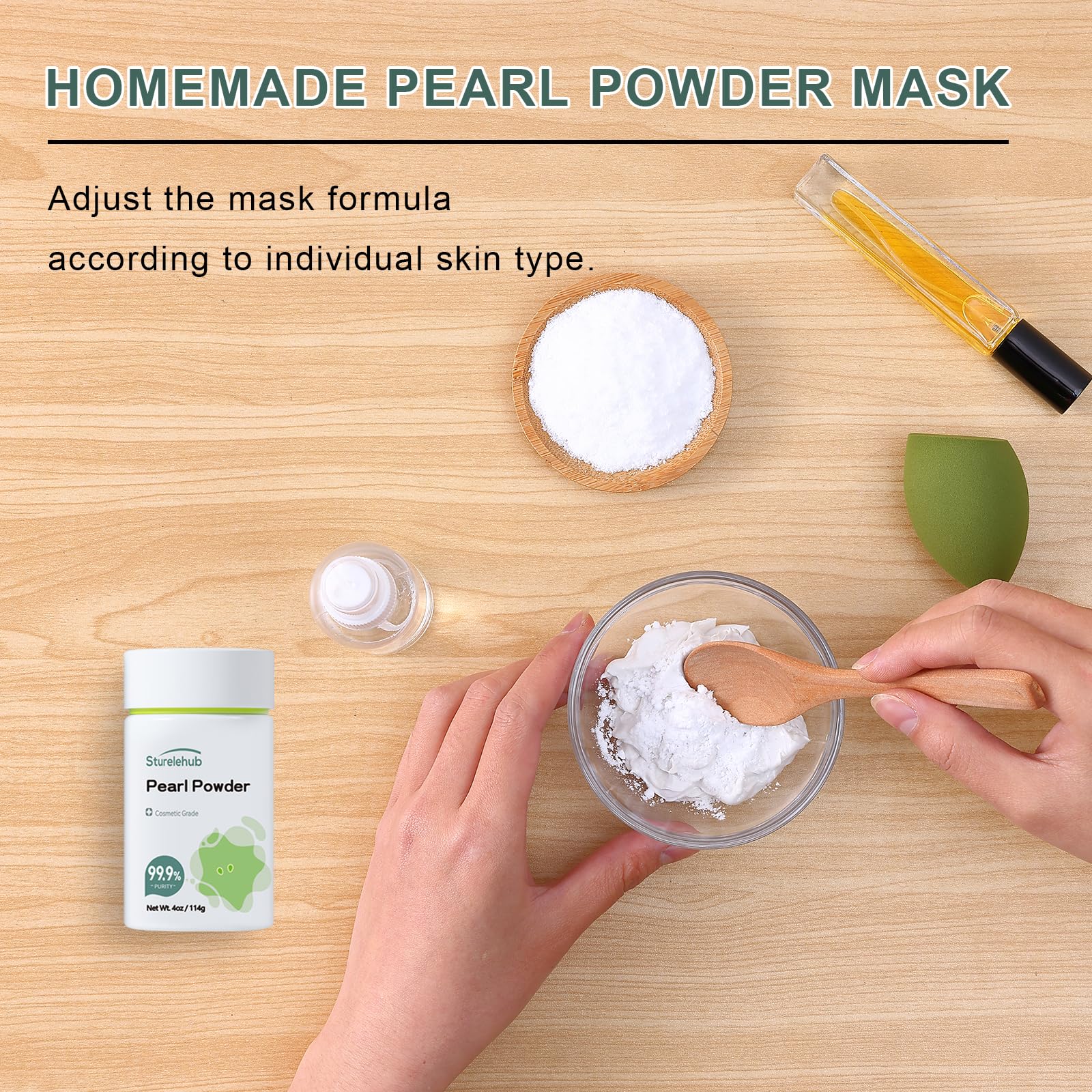 Sturelehub powder applied on skin patch demonstrating gentle exfoliation