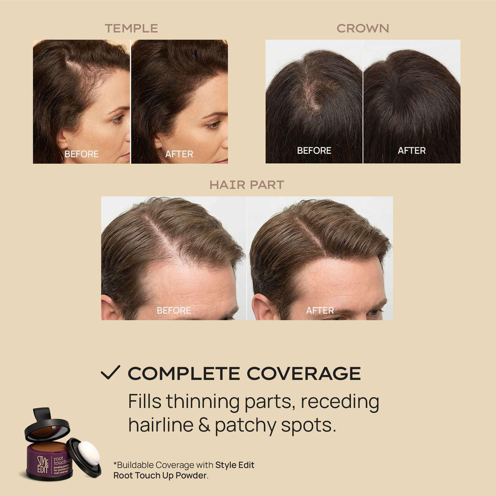 STYLE EDIT before and after crown comparison demonstrating thicker look