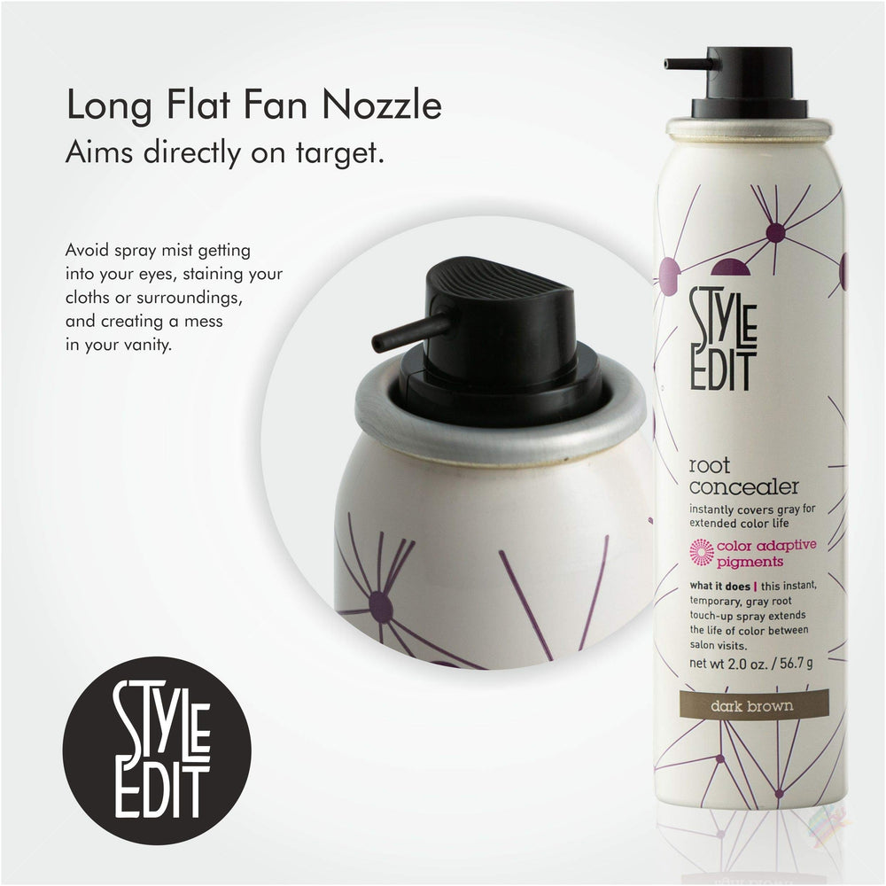 STYLE EDIT spray applied along part line illustrating seamless root concealment benefit