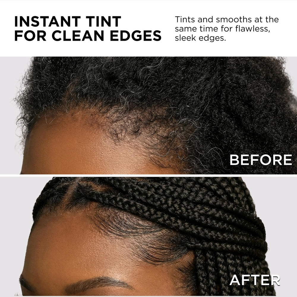 Style Factor styling edges with brush showing controlled hold and sleek finish benefit