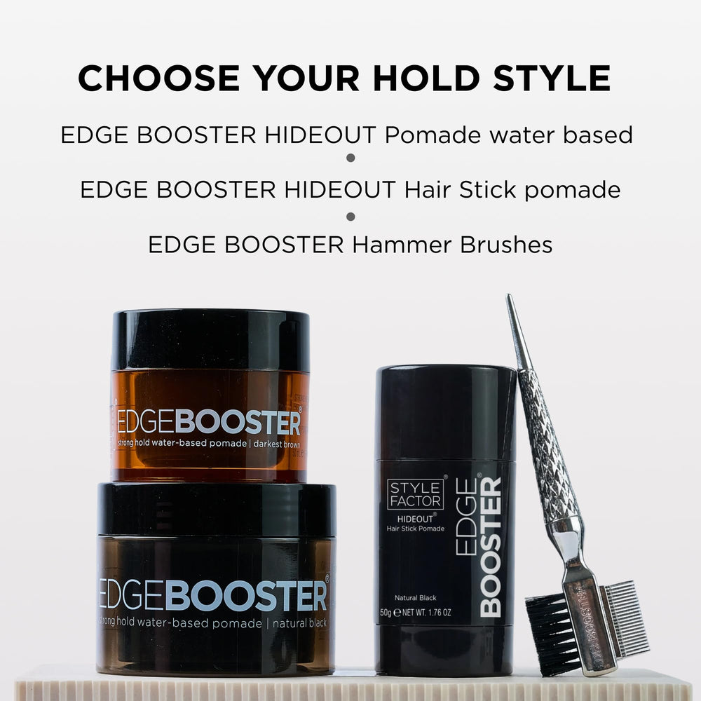 Style Factor jar next to ruler showing 3.38 oz size and travel-friendly benefit