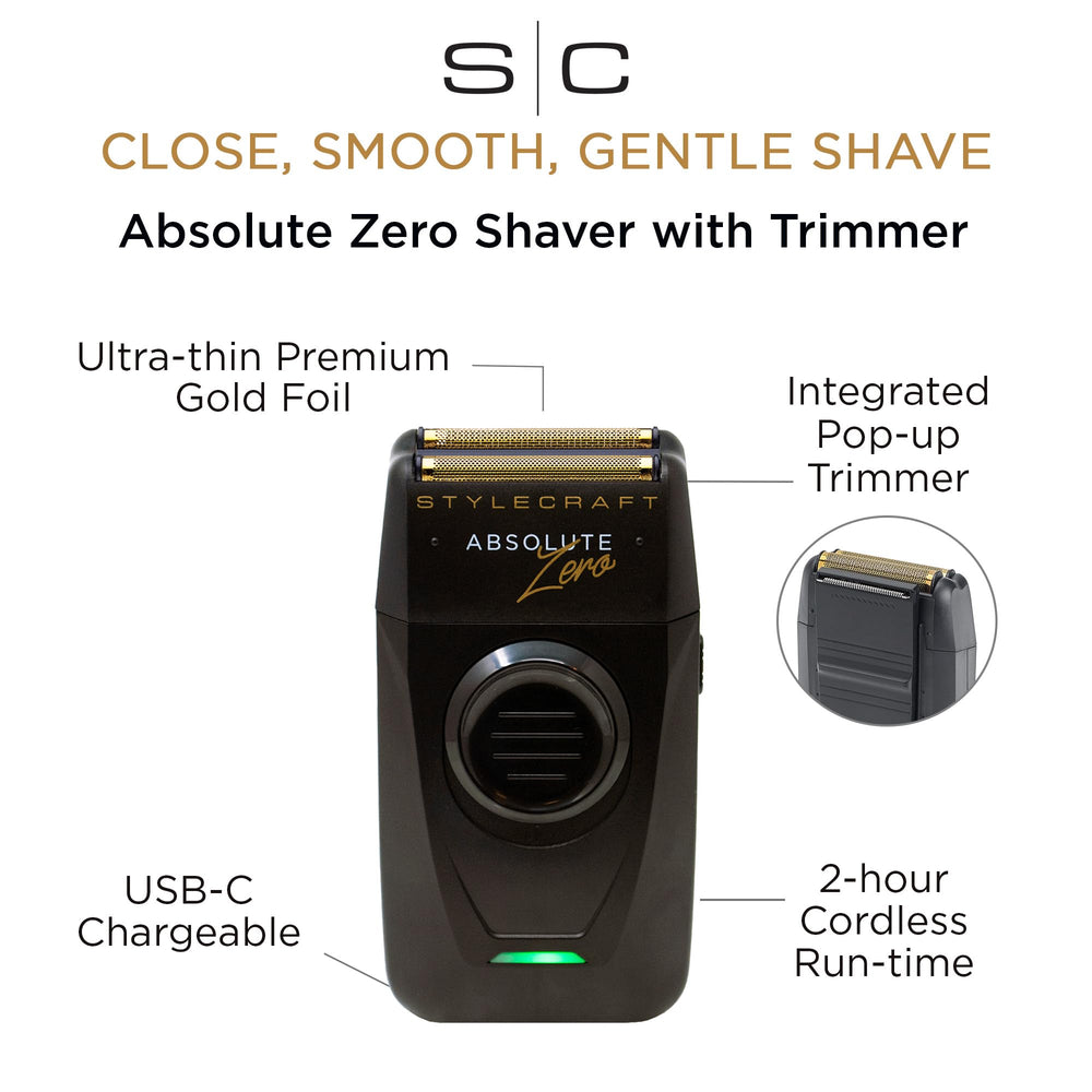 StyleCraft ergonomic handle close-up showing grip and control for steady shaving