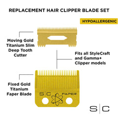 Stylecraft gold titanium faper installed on clipper demonstrating compatibility and performance