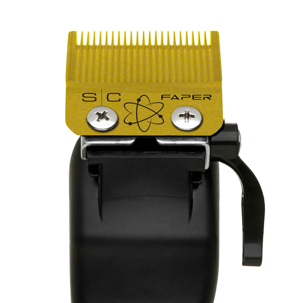 Stylecraft gold titanium faper close-up of teeth highlighting sharp tips and smooth glide