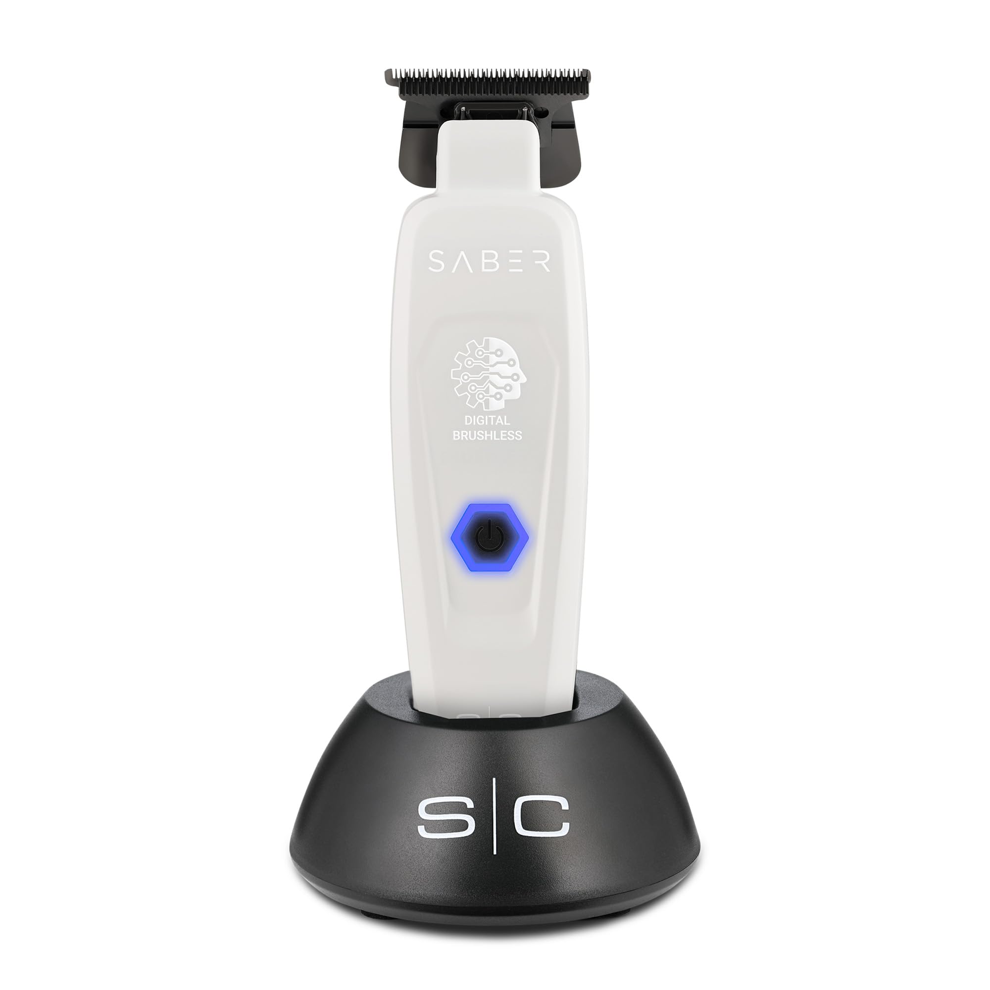 STYLECRAFT Saber white front view showing ergonomic shape and controls for comfortable use