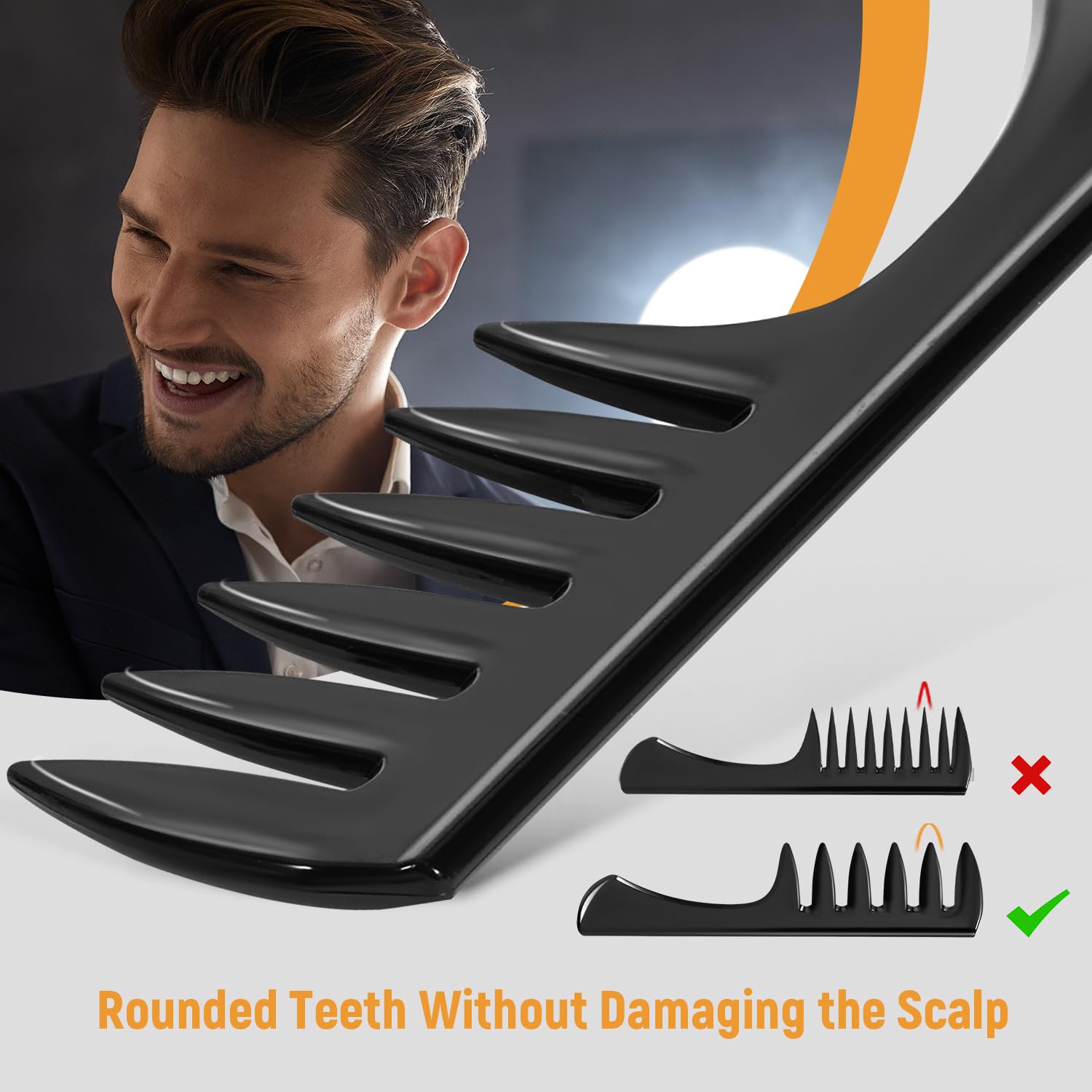 STYLEMATE comb grooming a beard showing smoother, neater facial hair finish