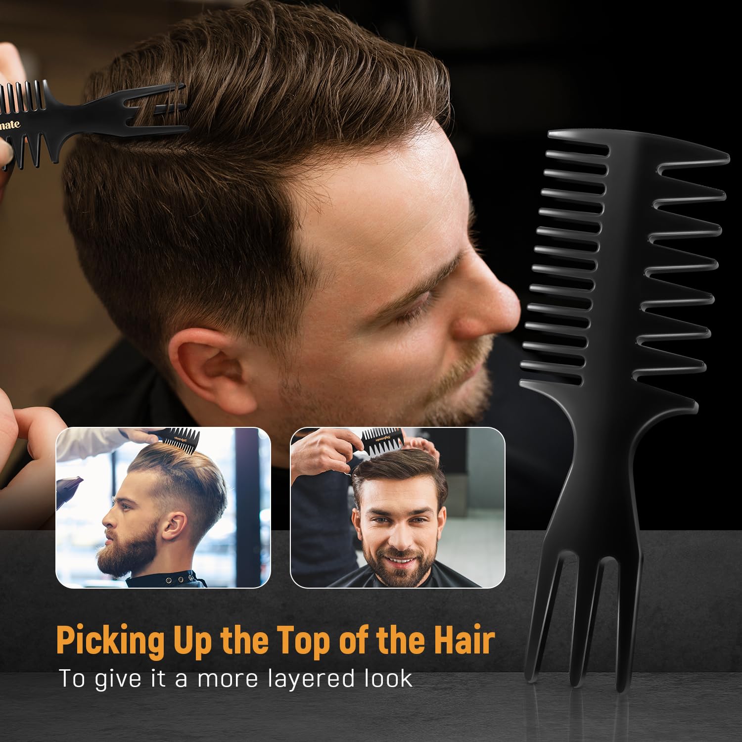 STYLEMATE fish-tail bone comb detail highlighting teeth variety for textured styling