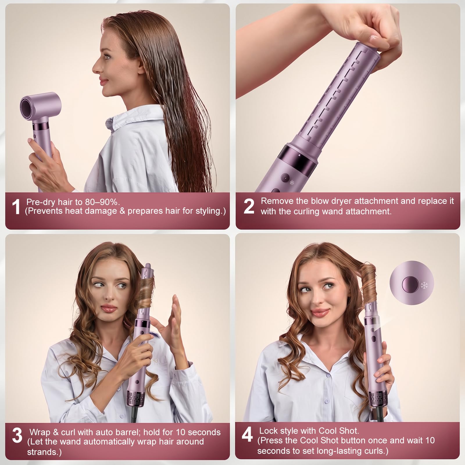 StyleVibe in-use on a model creating a salon blowout with less heat exposure