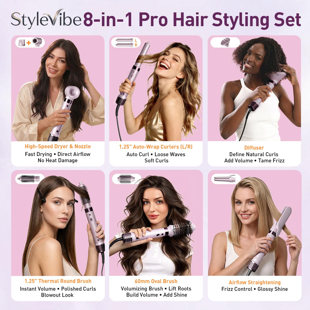 StyleVibe attachments arranged to display included magnetic nozzles and barrels