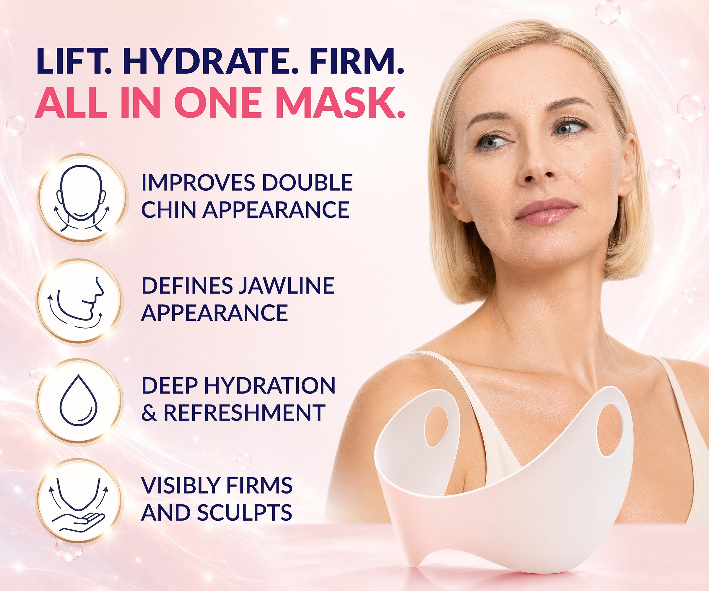 stylia mask applied on model demonstrating jawline support