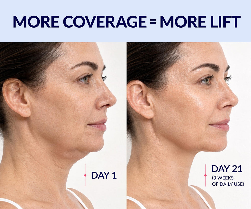 Stylia worn on model side profile demonstrating visible jawline shaping effect