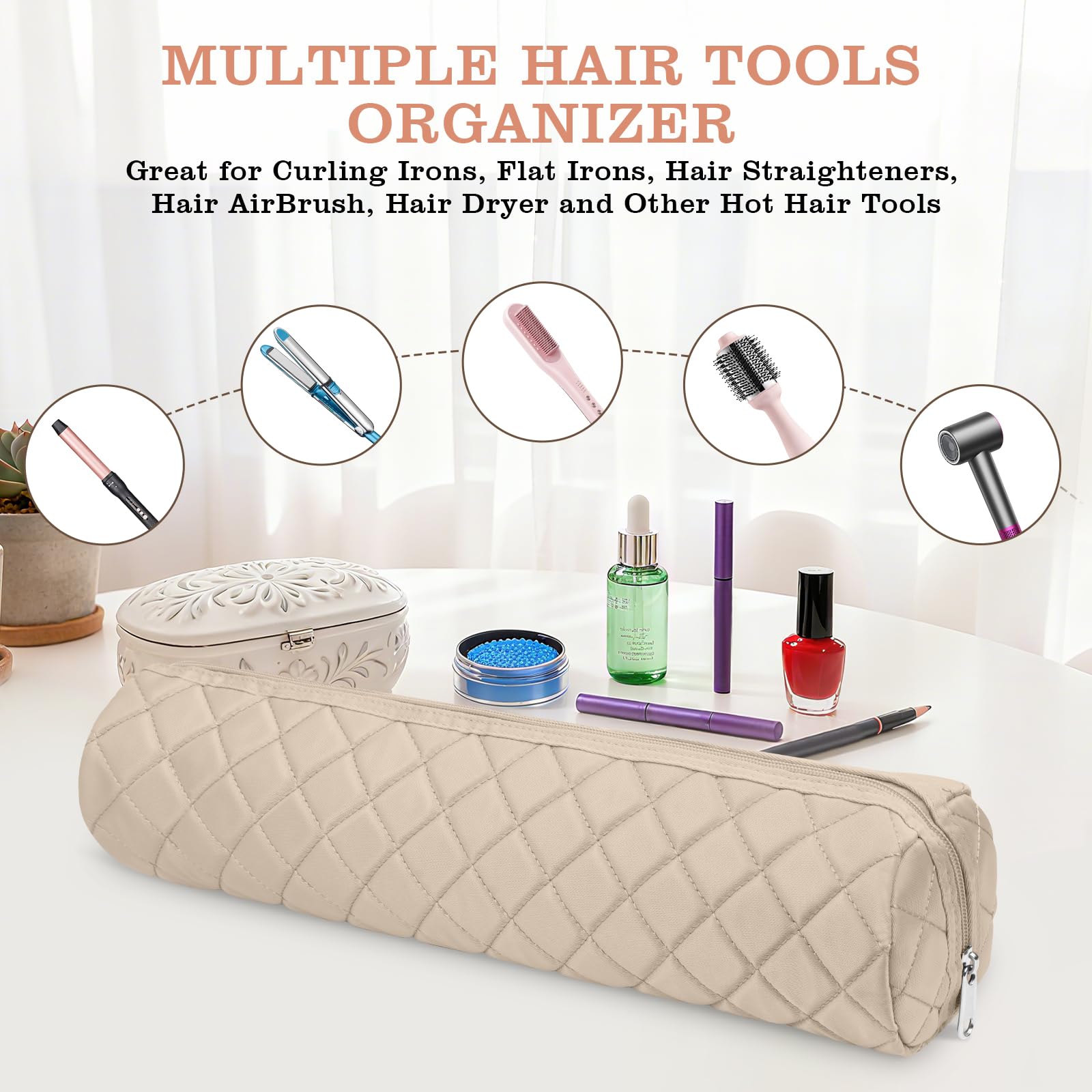 Suafrnut in use on bathroom counter keeping hot tools off surfaces and safe