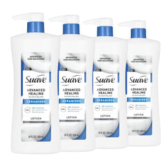 Suave bottle front showing ceramides and packaging benefit of deep hydration