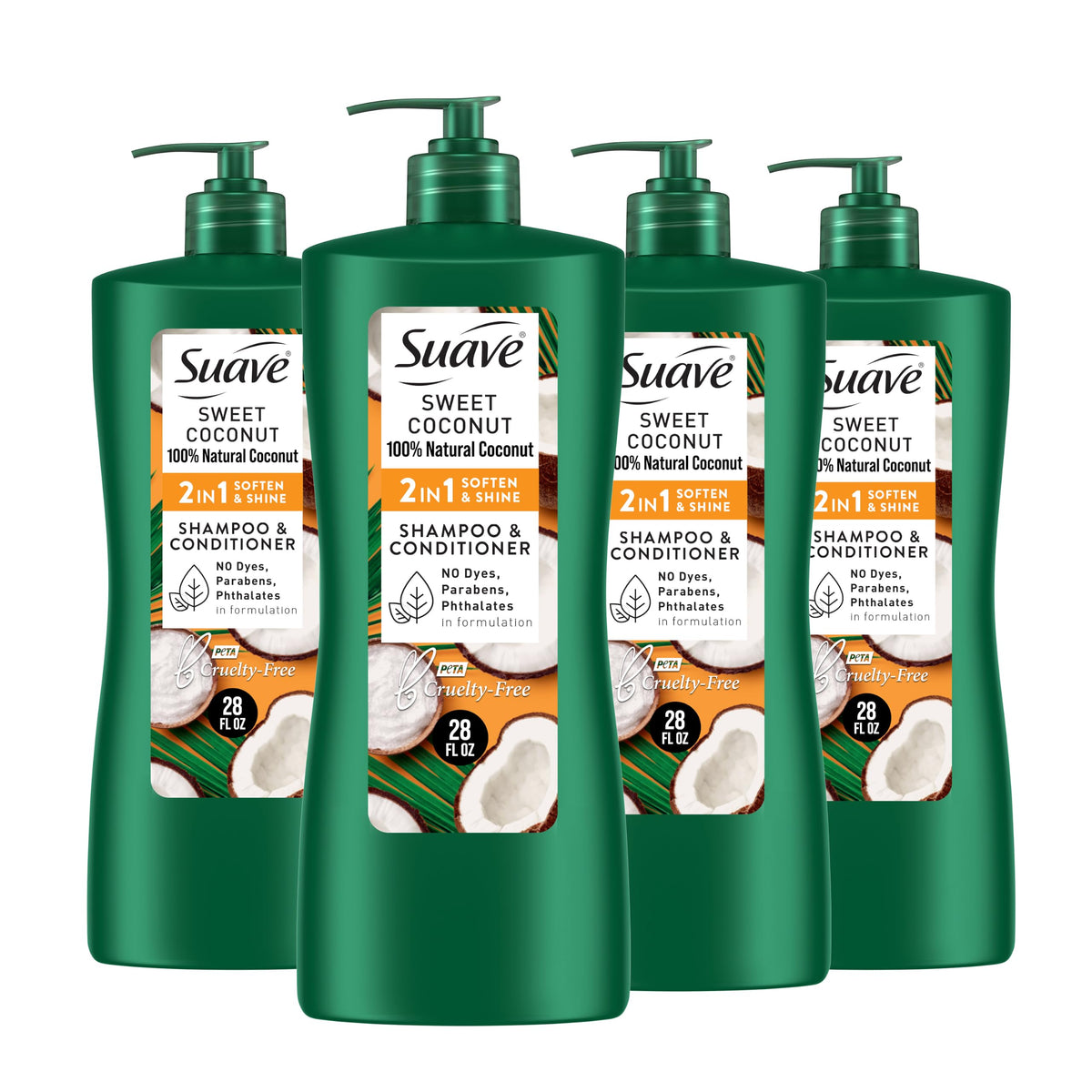 Suave bottle front pack showing brand and product for easy identification and selection