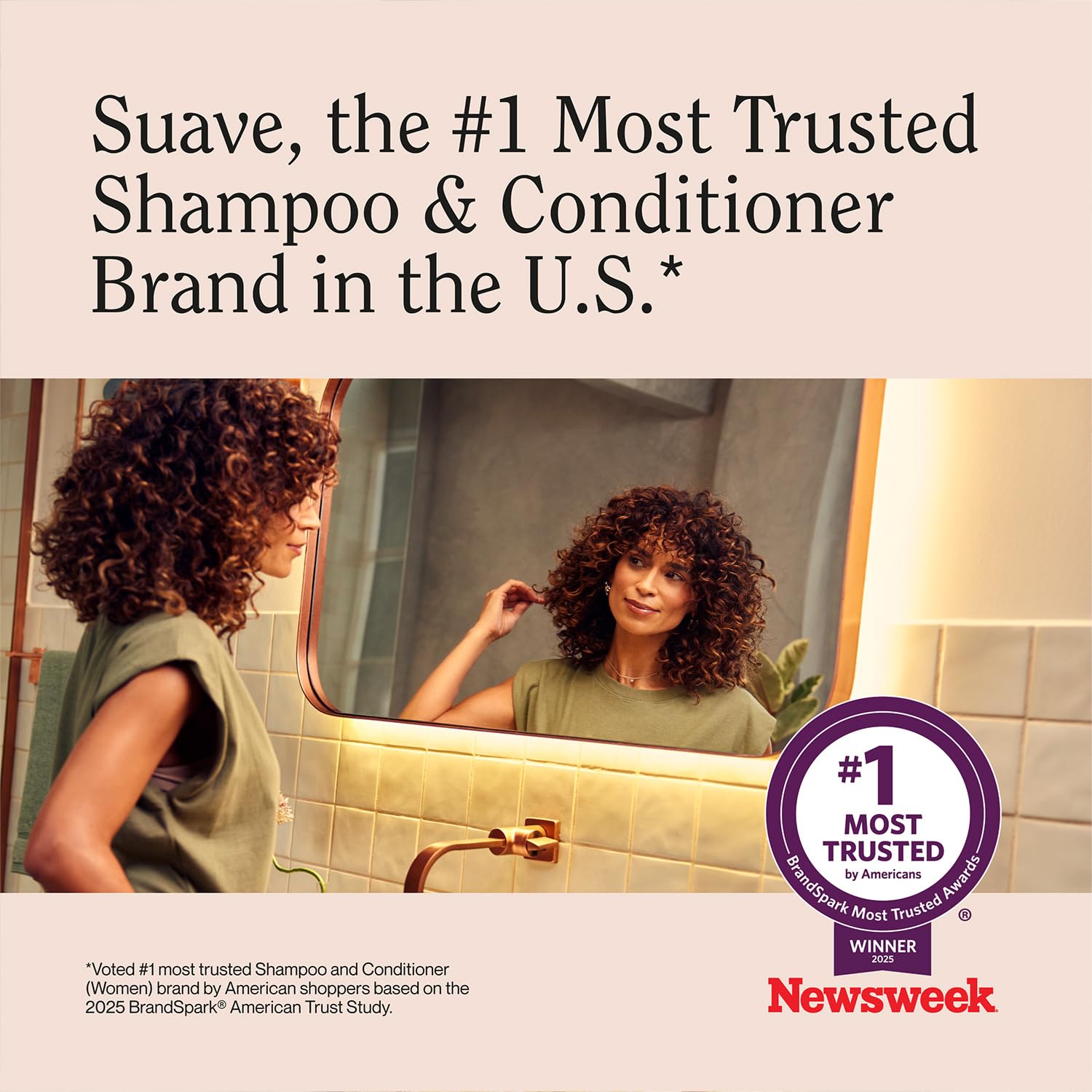 Suave conditioner with rosemary sprigs and mint leaves showing natural scent notes