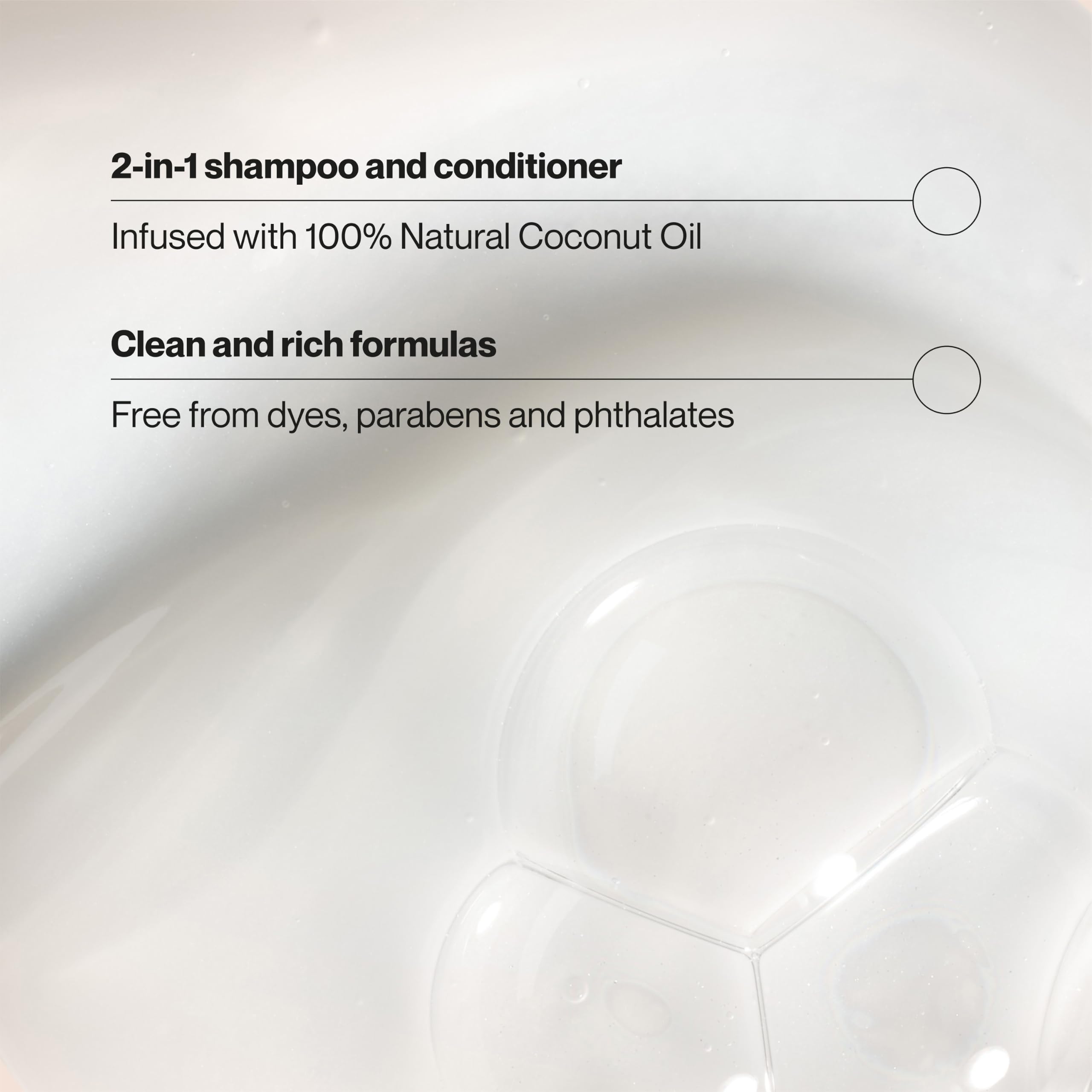 Suave creamy lather texture demonstrating rich foam that conditions while cleansing