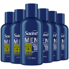 Suave front packaging showing travel-size bottle and clear labeling for easy packing