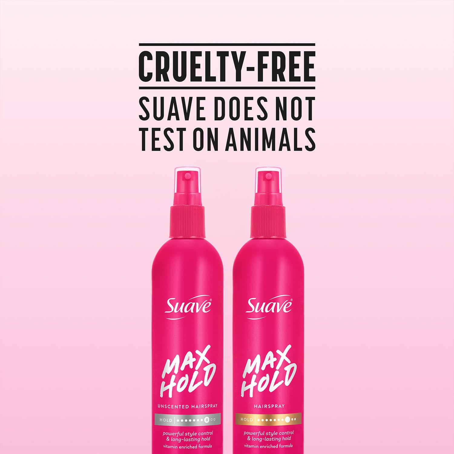 Suave hairspray applied to styled hair showing long-lasting hold benefit