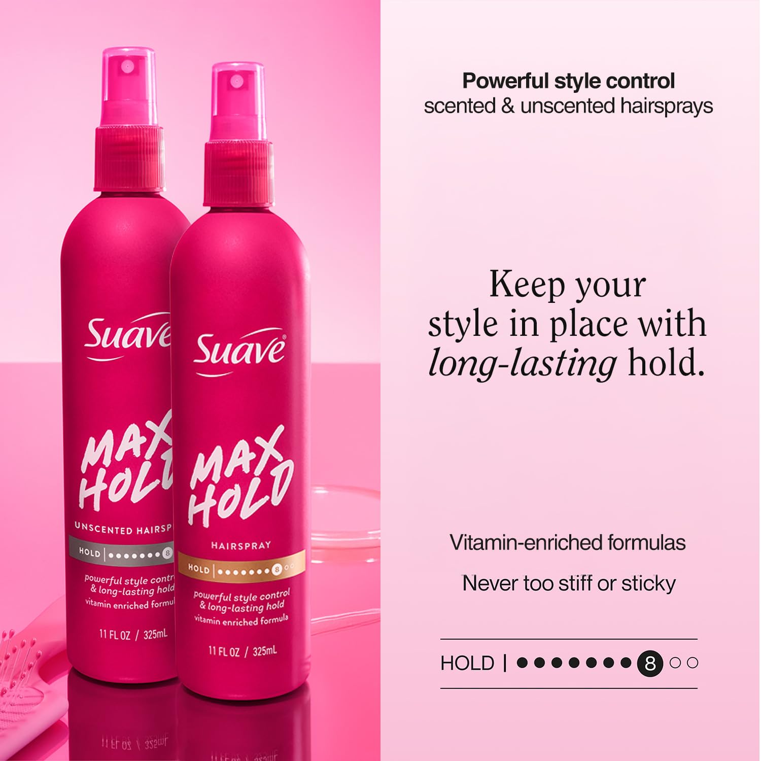 Suave unscented bottle close-up label for sensitive users benefit