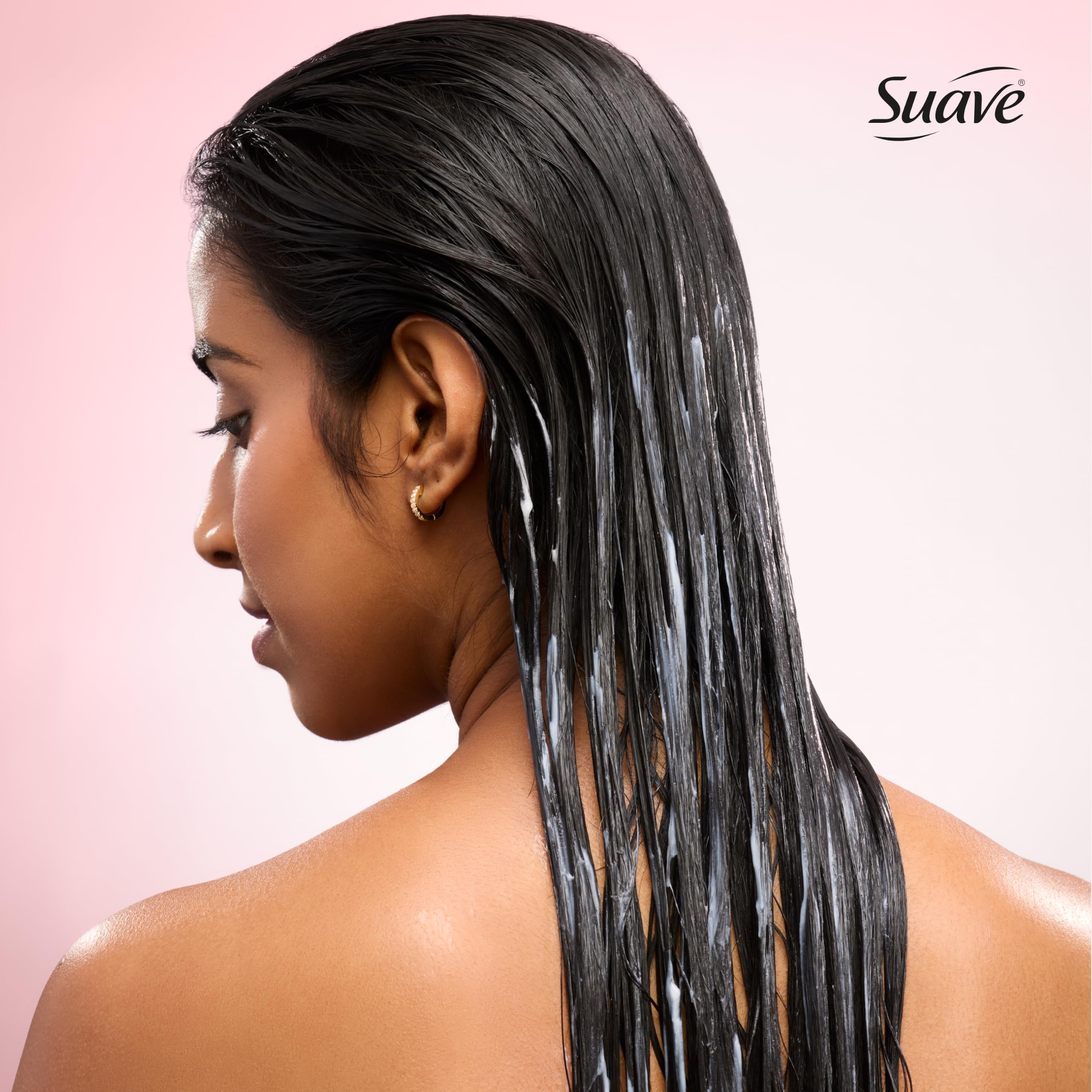 suave+ bottle staged in bathroom for an easy at-home salon routine