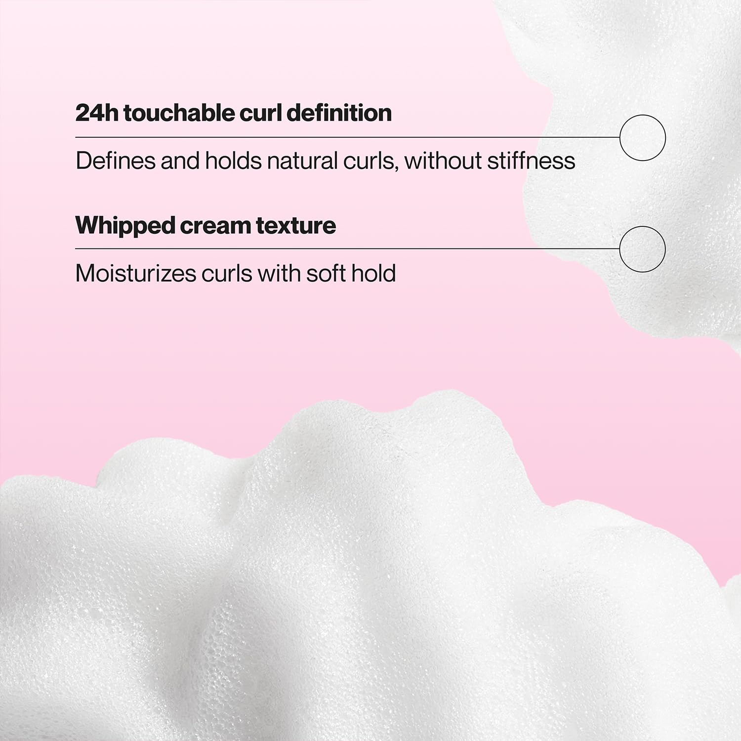 Suave mousse applied to damp hair to define curls