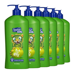 suave kids front packaging showing bright silly apple label and playful characters benefits of fun scent
