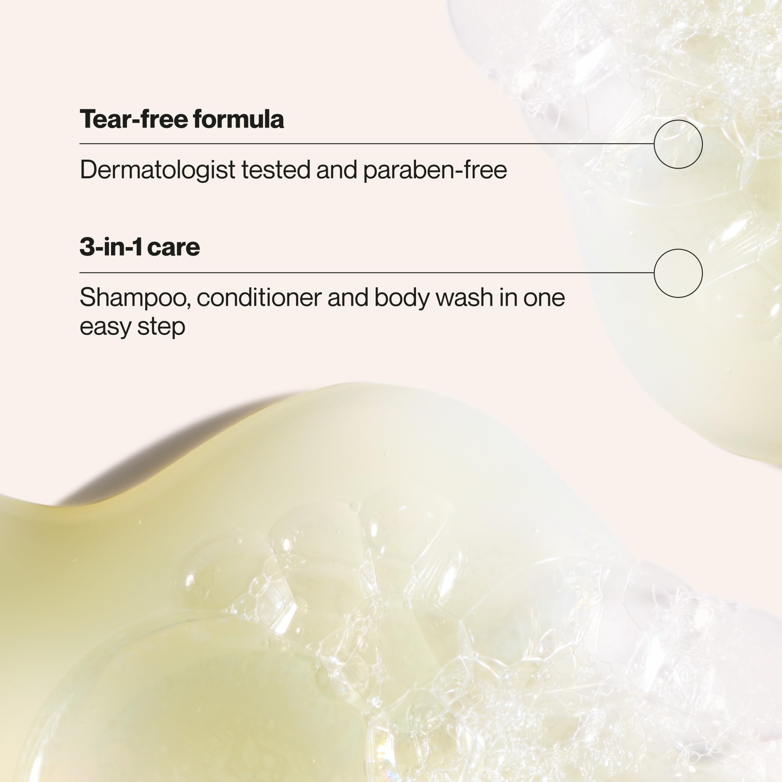 suave kids texture foam detail showing creamy lather that gently cleans and conditions benefits