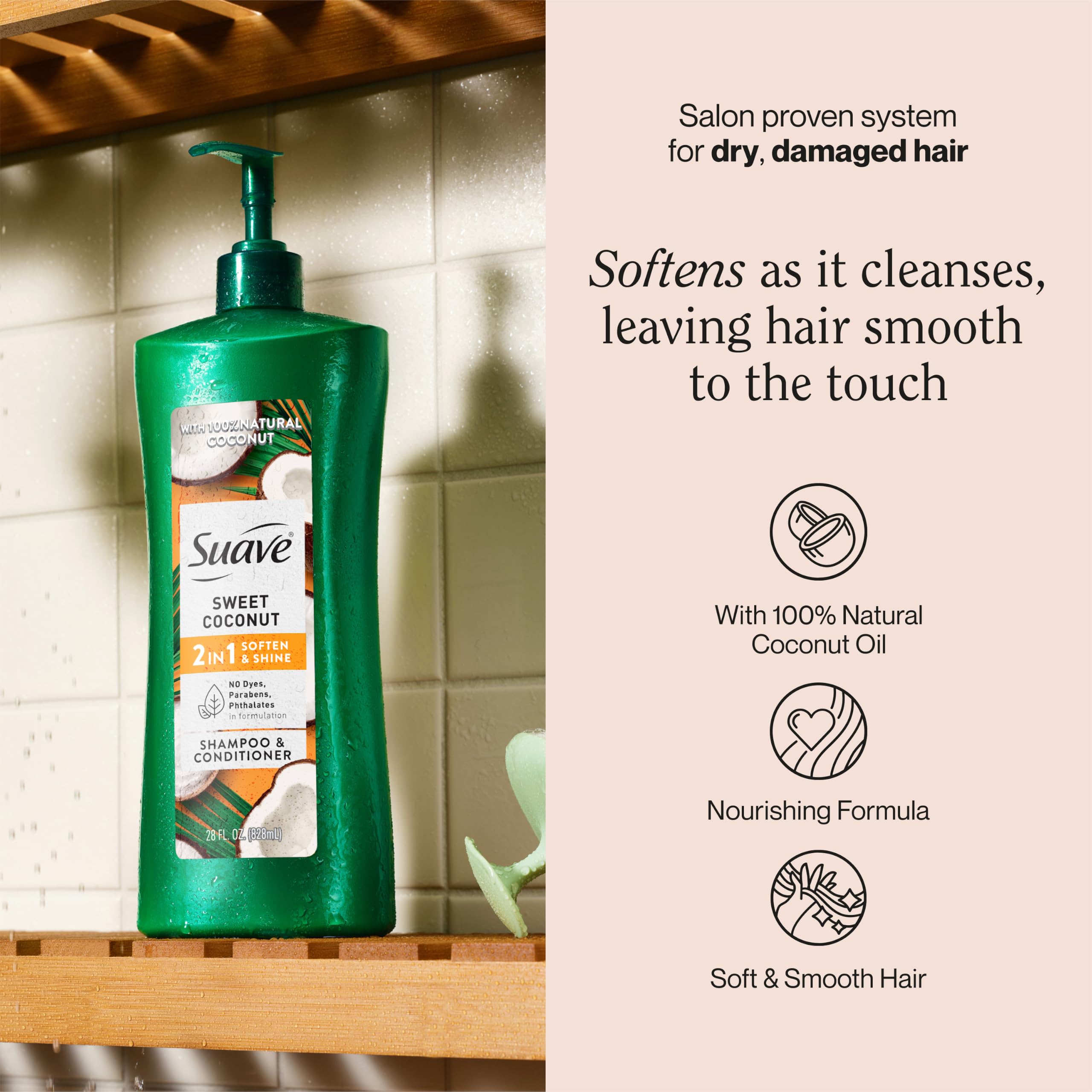 Suave label closeup highlighting ingredients and benefits for ingredient-conscious shoppers