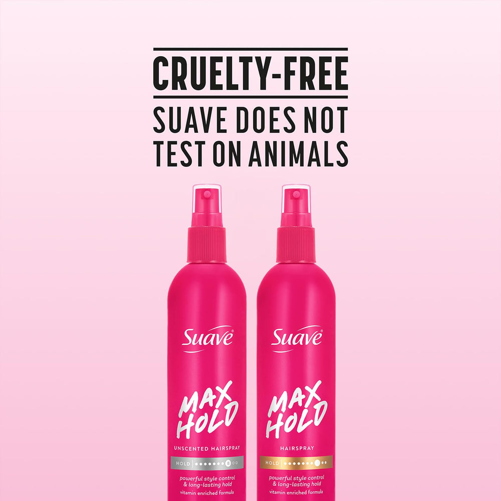 Suave Max Hold ingredient visual with vitamins and proteins benefits illustrated