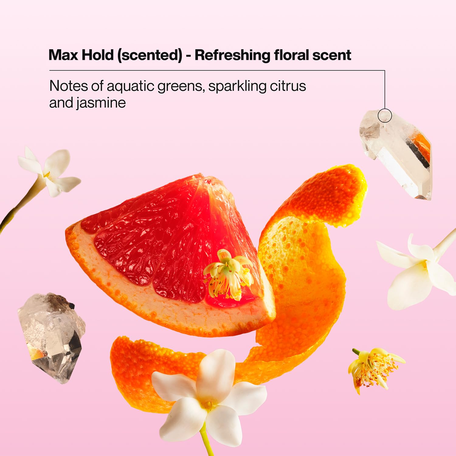 Suave Max Hold unscented bottle angled shot highlighting fragrance-free benefit