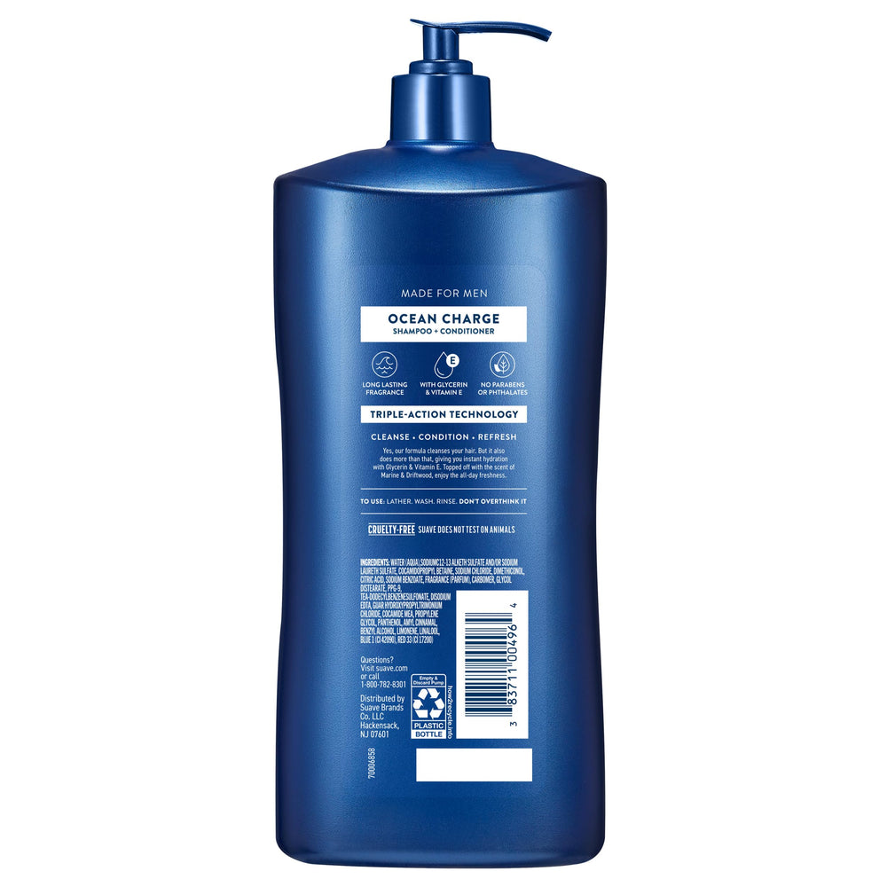 Suave Men in shower setting illustrating quick 2-in-1 grooming benefit