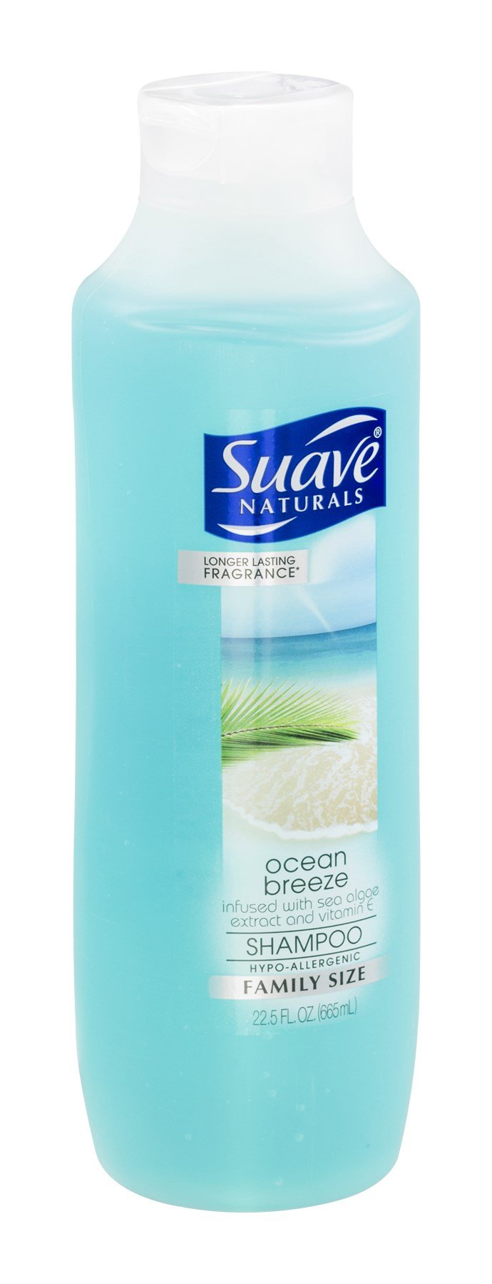 suave+ front packaging showing 22.5 fl oz bottle and fresh ocean scent benefits