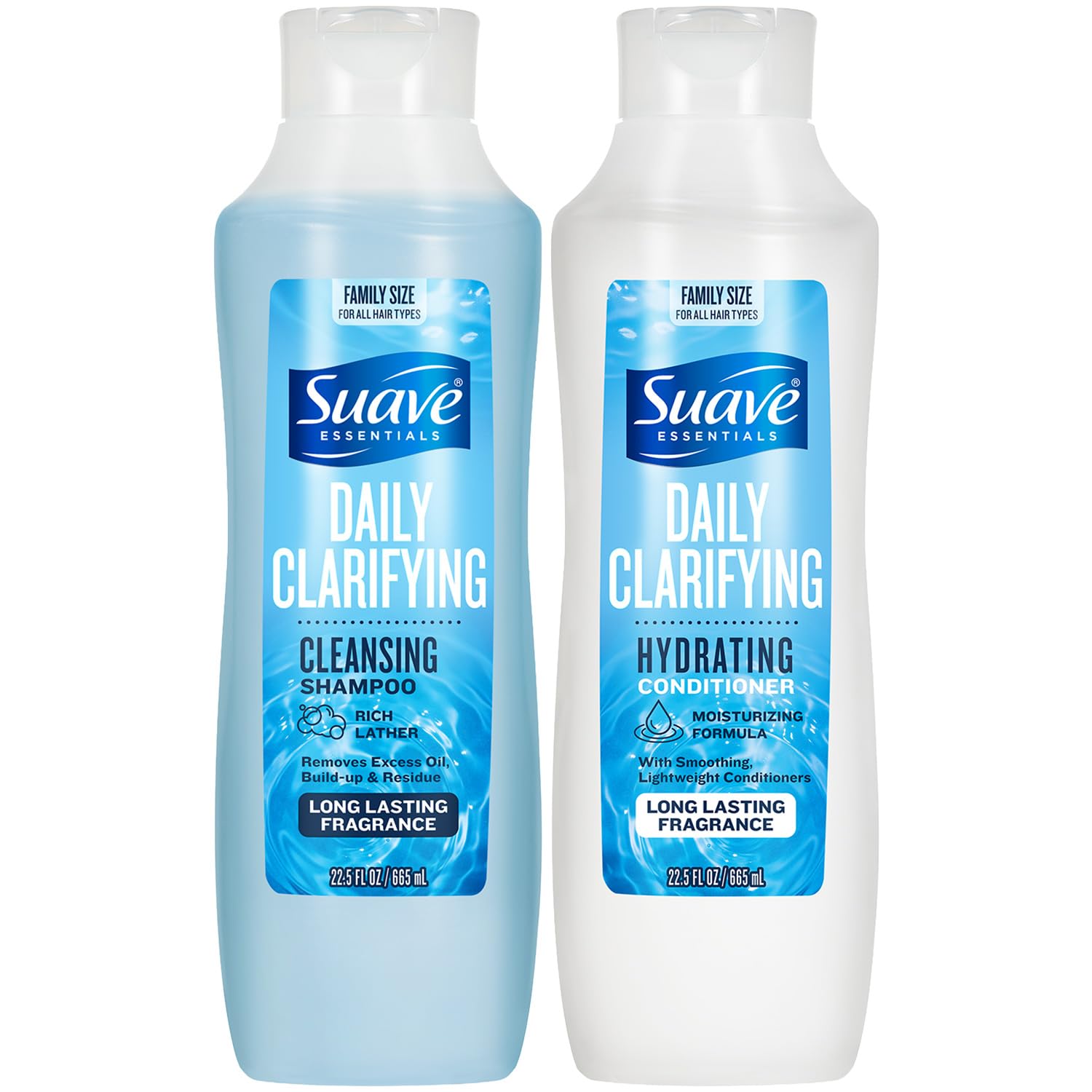 suave+ front packaging showing bottles and volume benefit