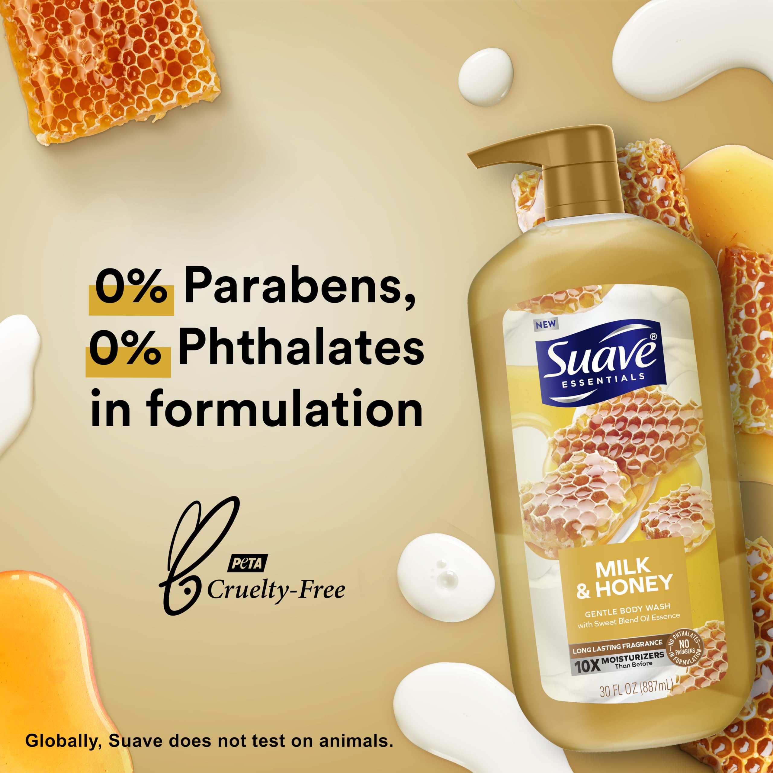 suave+ rich lather in hand demonstrating moisturizing suds
