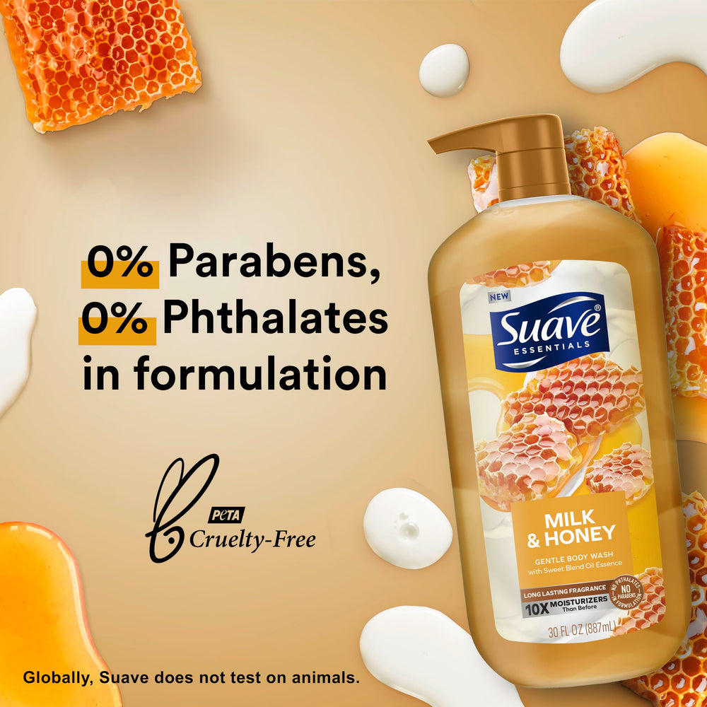 suave+ rich lather in hand demonstrating moisturizing suds