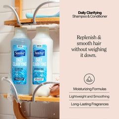 suave+ shampoo pump close-up demonstrating easy dispensing