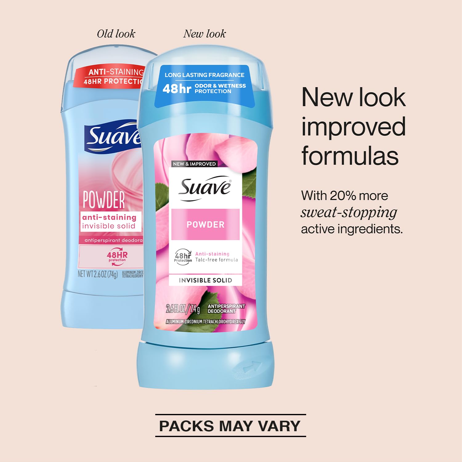 suave+ deodorant stick open showing smooth twist-up texture for easy use