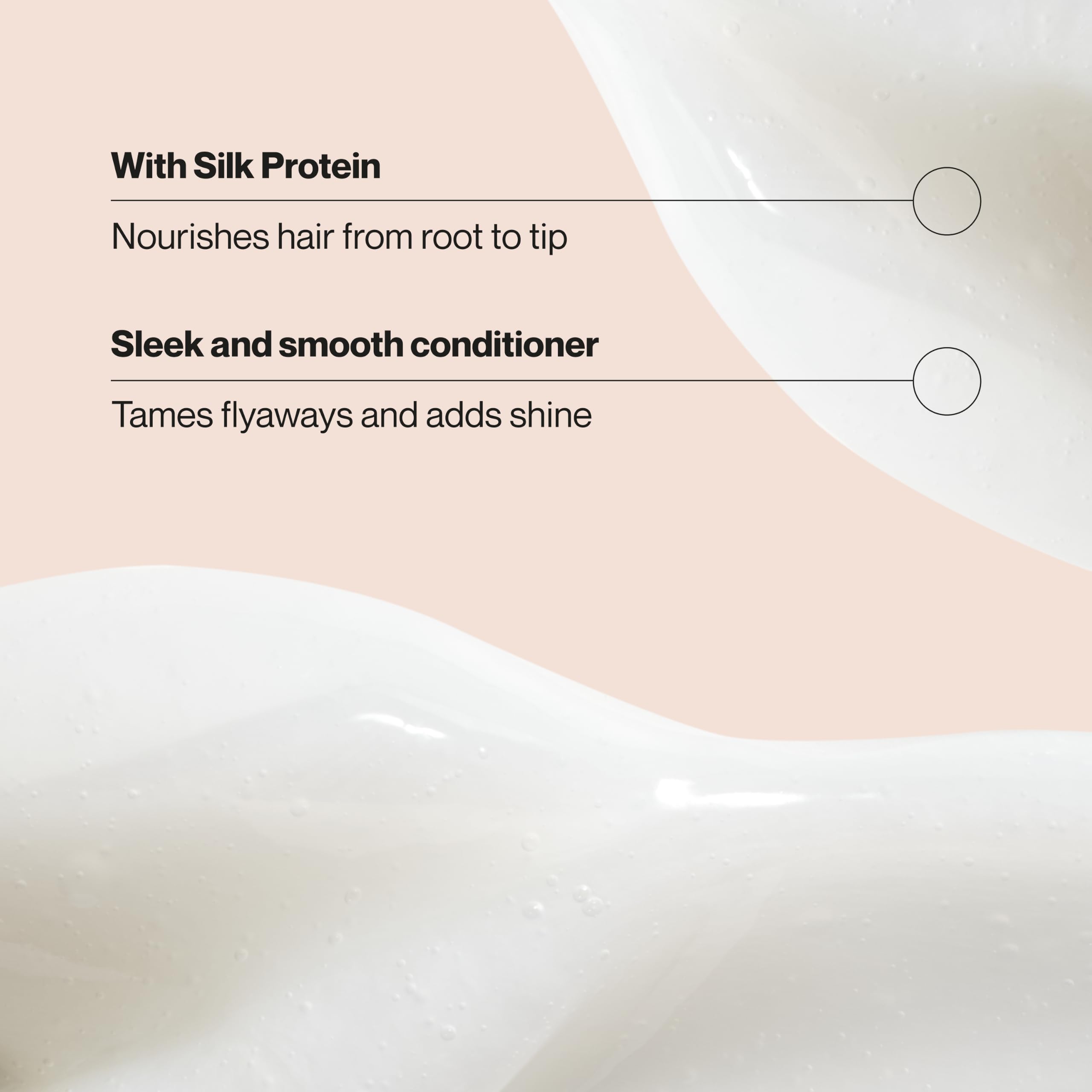 Suave+ conditioner texture close-up showing creamy silk-protein slip