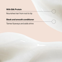 Suave+ conditioner texture close-up showing creamy silk-protein slip