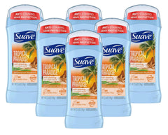 suave+ front packaging showing six-pack and tropical branding for convenience