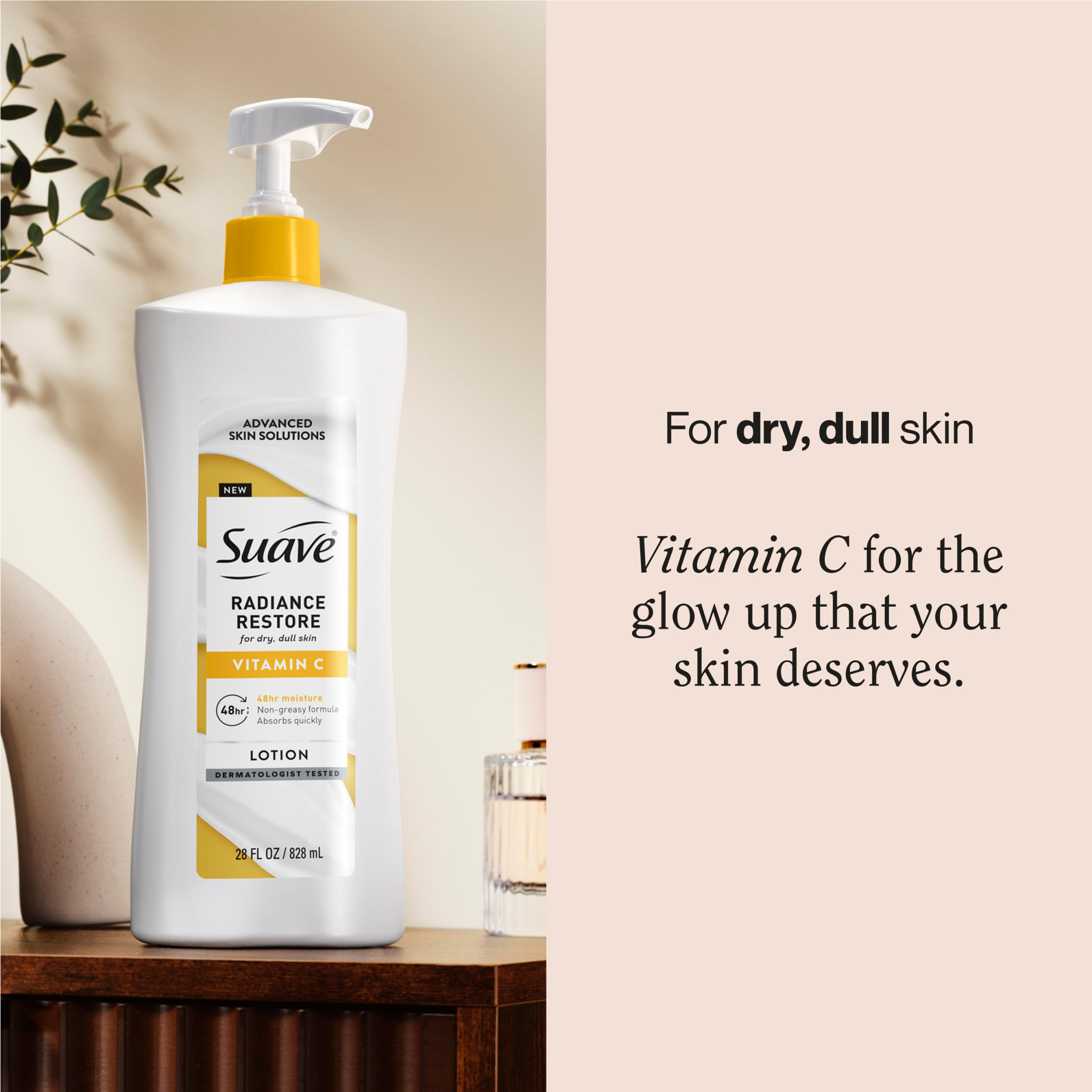 Close-up of Suave pump top highlighting smooth dispensing and convenience