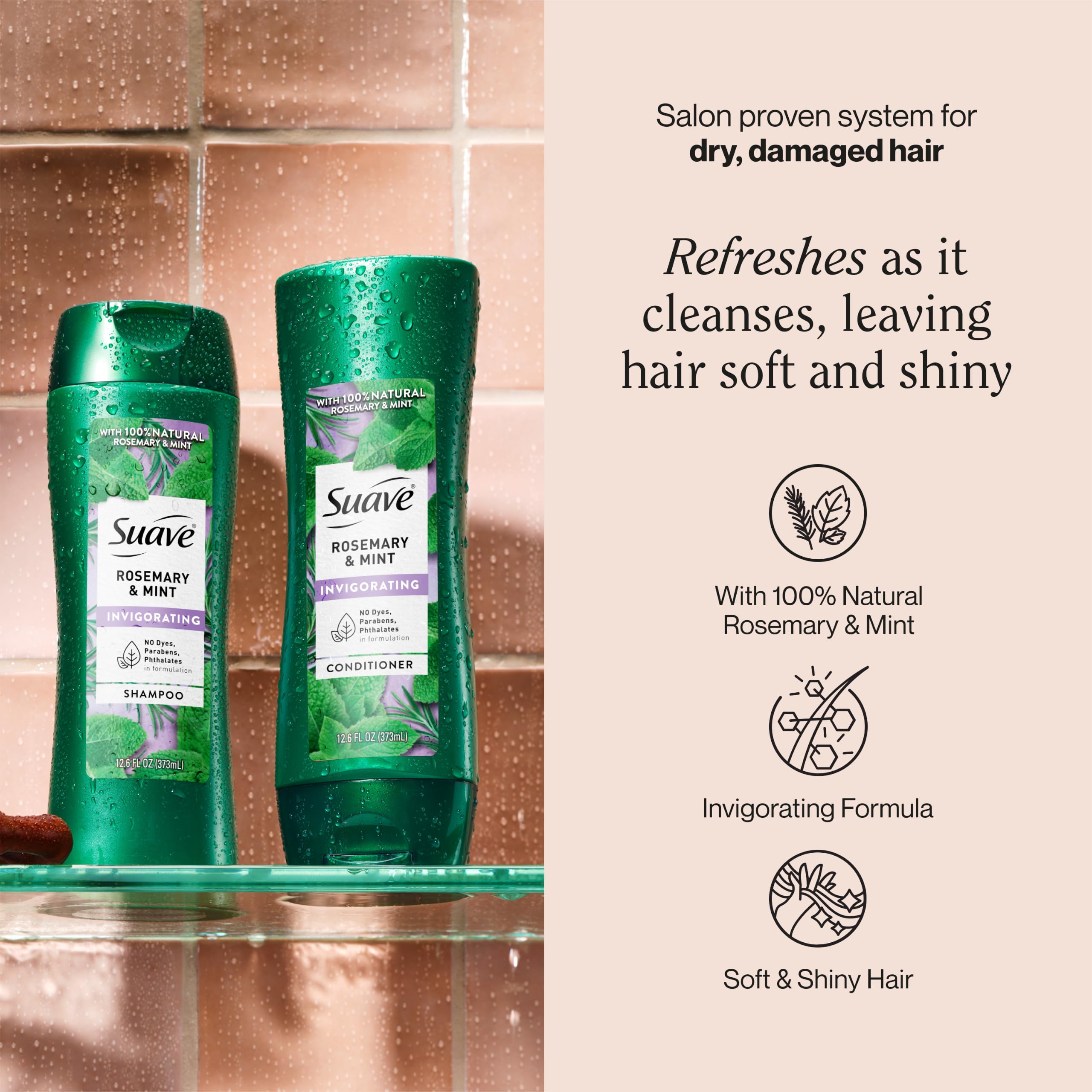 suave+ back label with ingredients and clear product information benefit