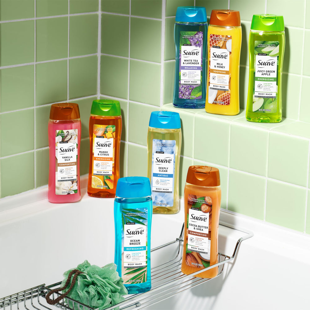 suave+ six-pack arranged on shelf showing bulk value for families