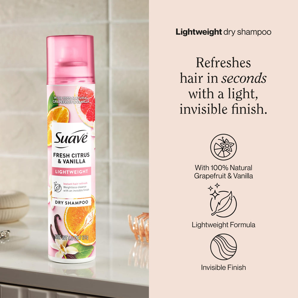 Suave spray nozzle close-up demonstrating precise, even mist for easy use