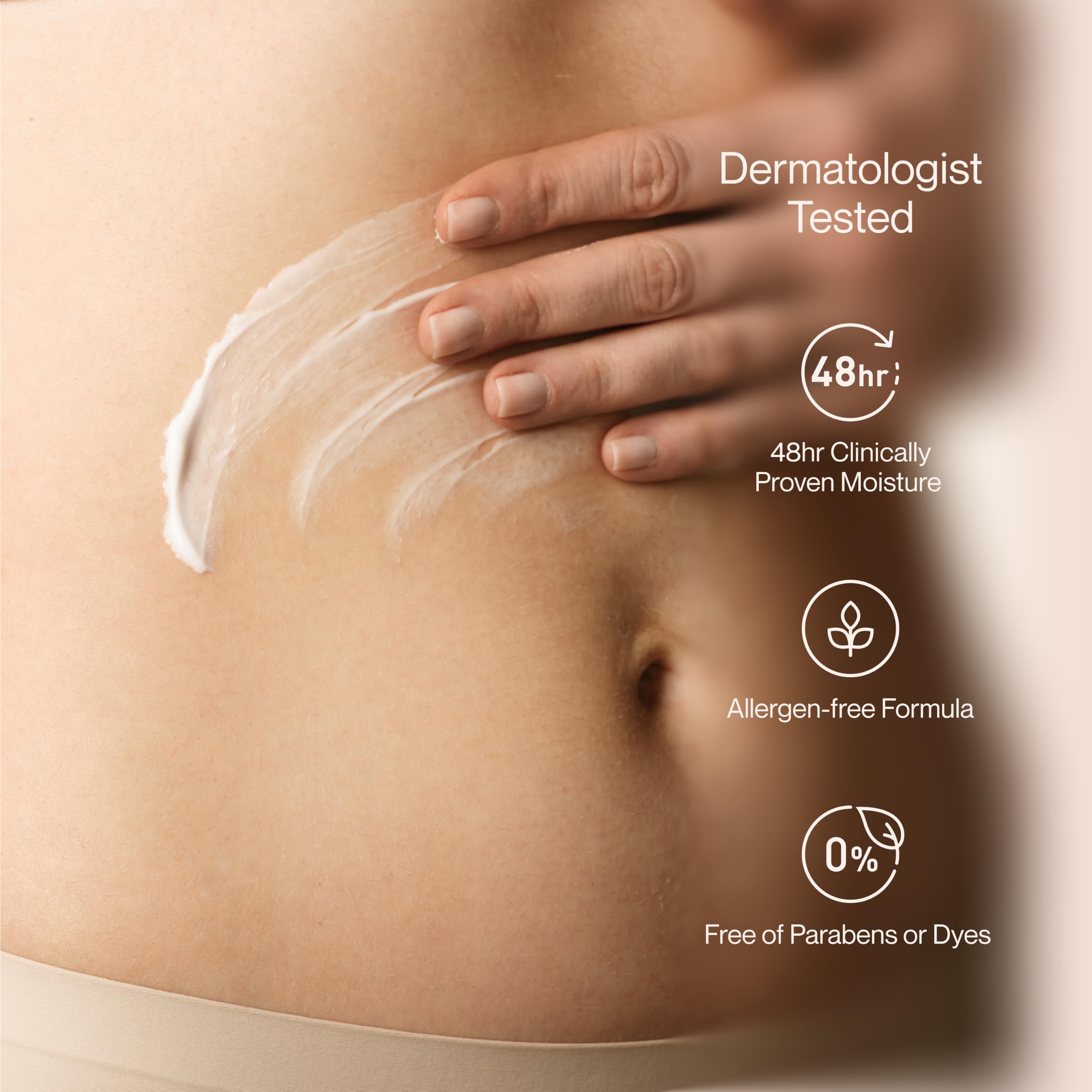 Close-up of Suave lotion texture showing ceramide-rich formula for barrier support