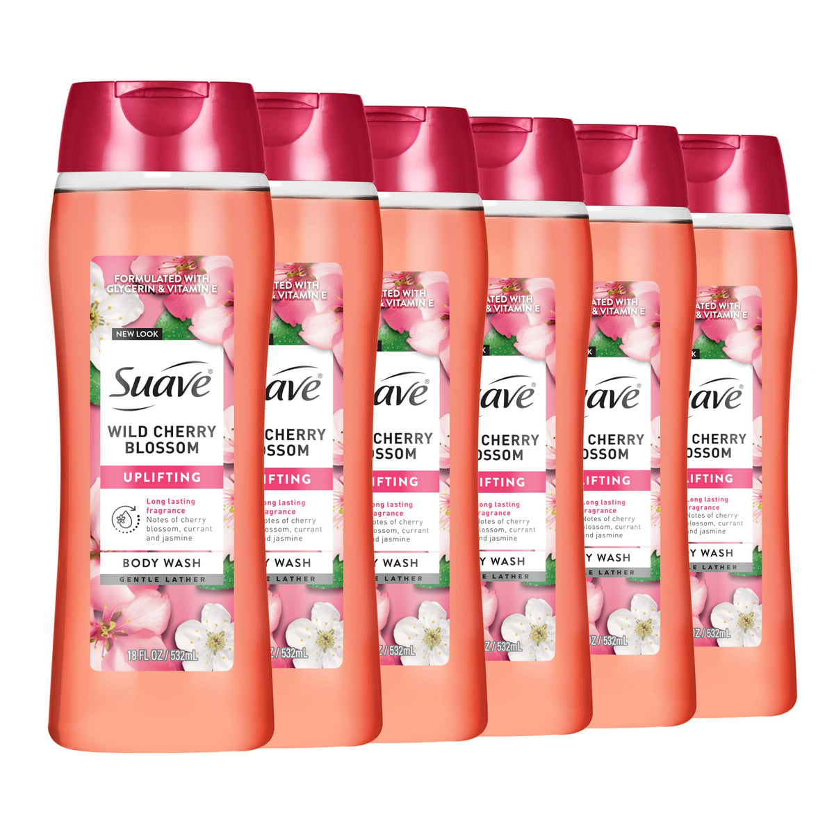 suave+ front packaging shows bottle and floral scent benefiting everyday use