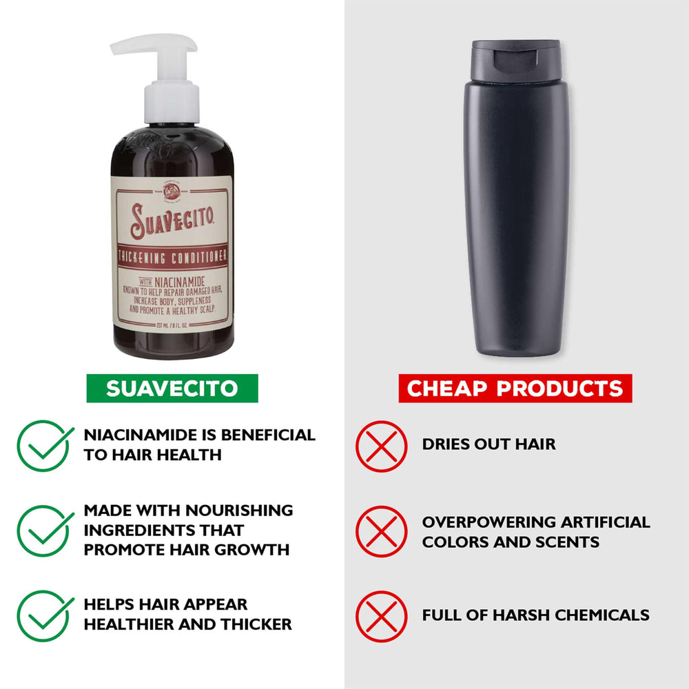 Suavecito Pomade conditioner being applied to hair showing smoother comb-through benefit
